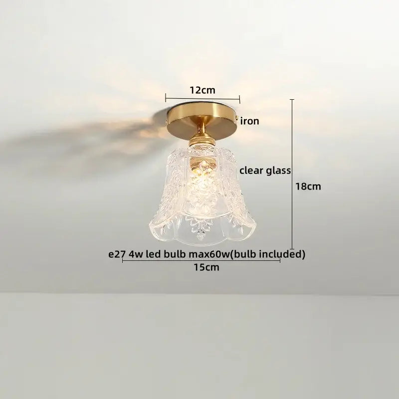 Modern frosted glass led ceiling light corridor flower lamp