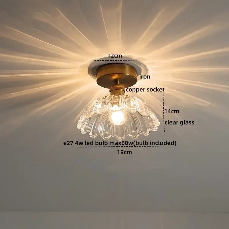 Modern frosted glass led ceiling light corridor flower lamp