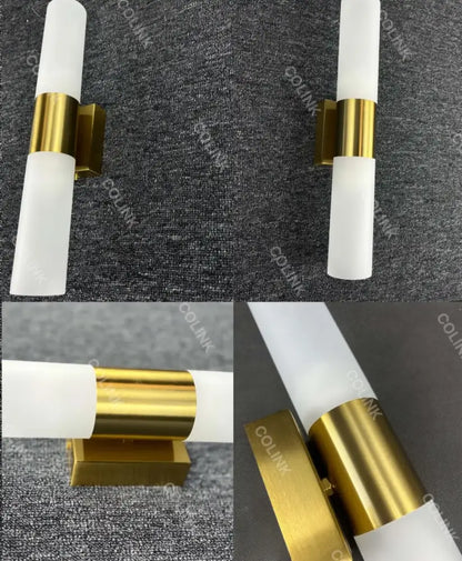Modern frosted glass led wall lamp bedroom sconce gold silver & black
