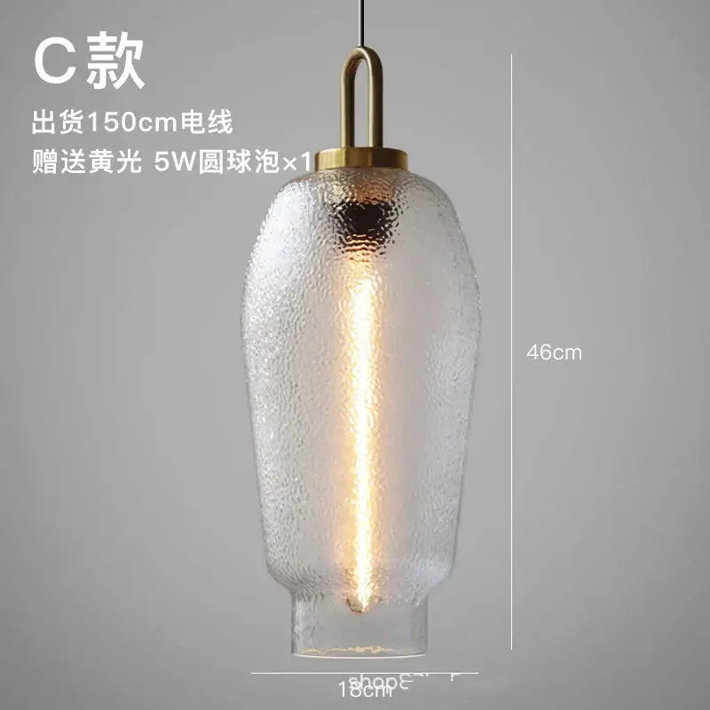 Modern frosted glass pendant lights kitchen brass led hanging lamp
