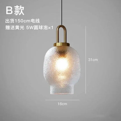 Modern frosted glass pendant lights kitchen brass led hanging lamp