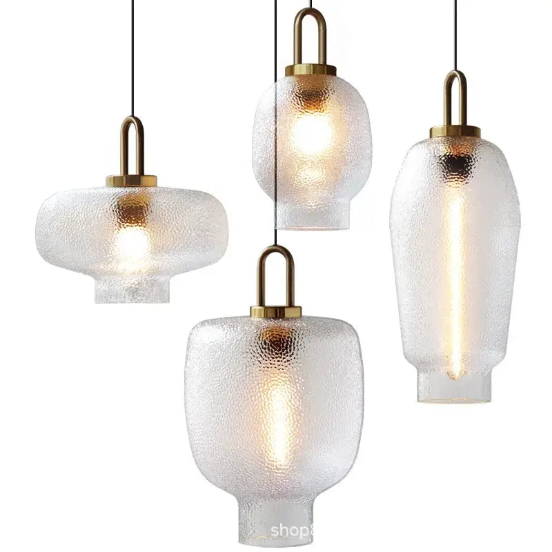 Modern frosted glass pendant lights kitchen brass led hanging lamp
