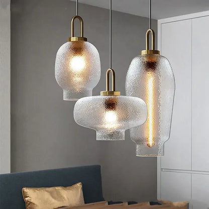 Modern frosted glass pendant lights kitchen brass led hanging lamp