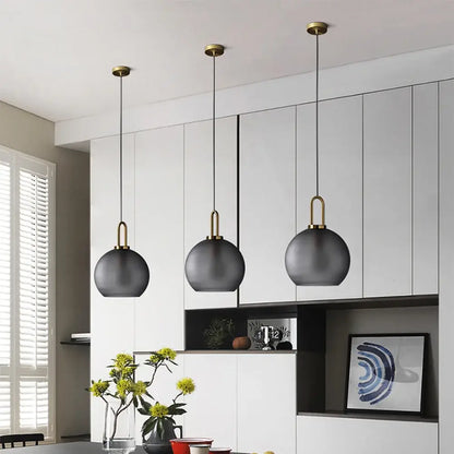 Modern frosted gray glass ball pendant light dining room set