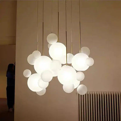 Modern frosted white bubble ball pendant light for kitchen island