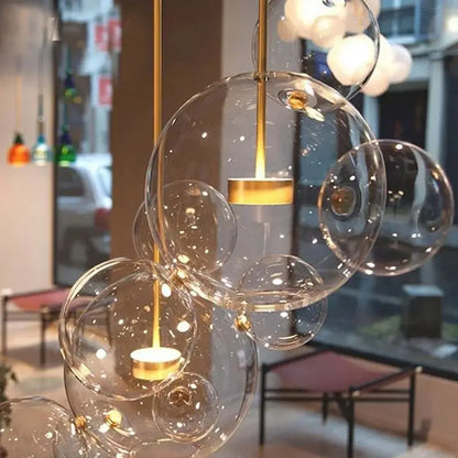 Modern frosted white bubble ball pendant light for kitchen island