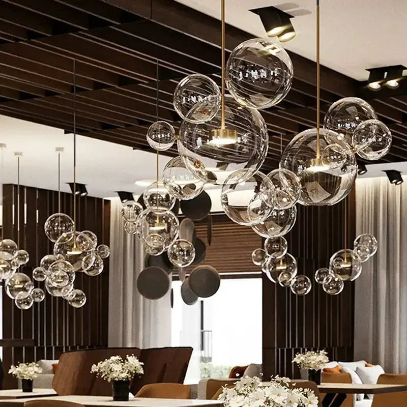 Modern frosted white bubble ball pendant light for kitchen island