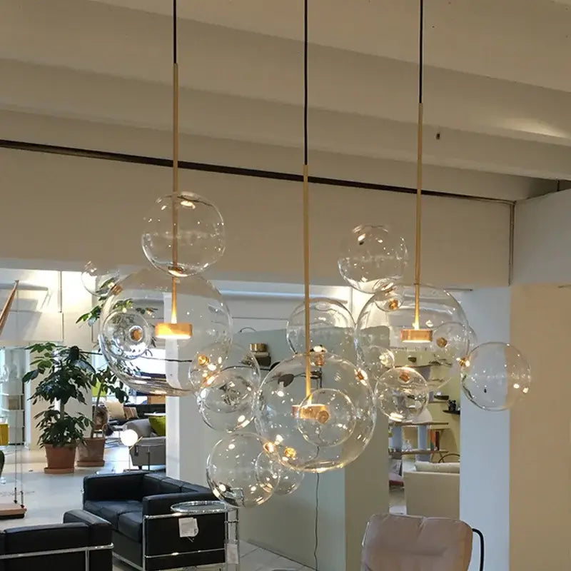 Modern frosted white bubble ball pendant light for kitchen island