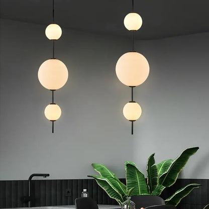 Modern frosted white glass ball pendant lamp for dining room