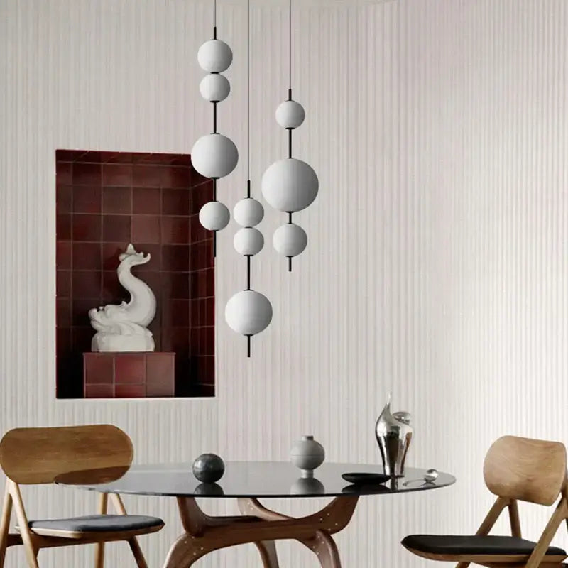 Modern frosted white glass ball pendant lamp for dining room