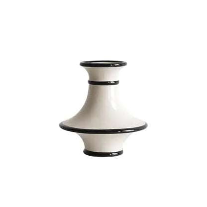Modern geometric black and white stripes ceramic vase living room decor