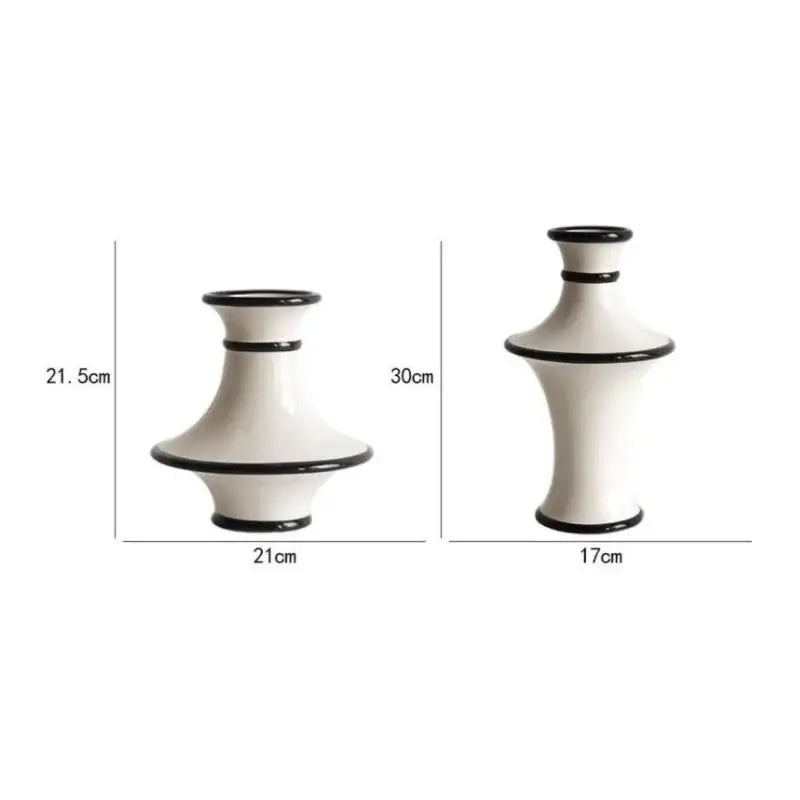 Modern geometric black and white stripes ceramic vase living room decor