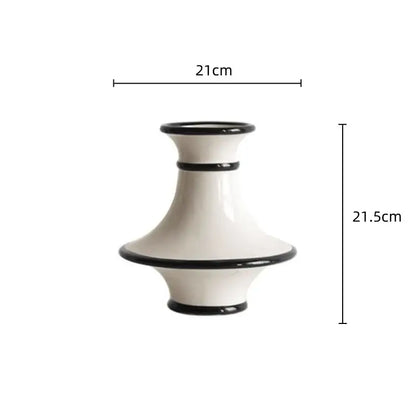 Modern geometric black and white stripes ceramic vase living room decor