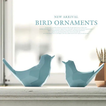 Modern geometric black couple birds resin figurines living room decor