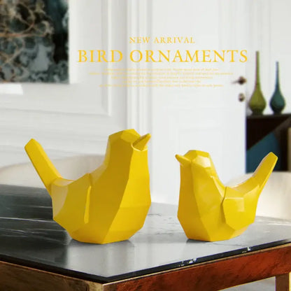 Modern geometric black couple birds resin figurines living room decor