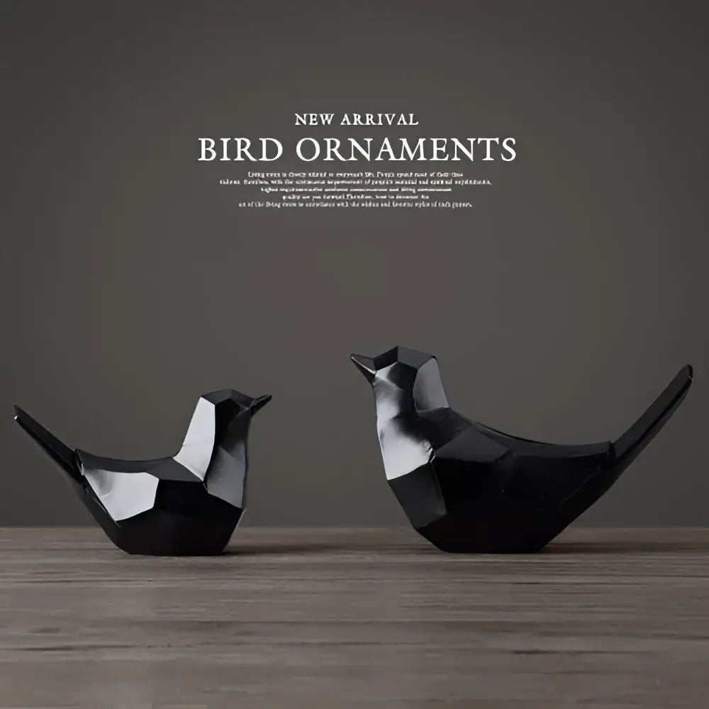 Modern geometric black couple birds resin figurines living room decor