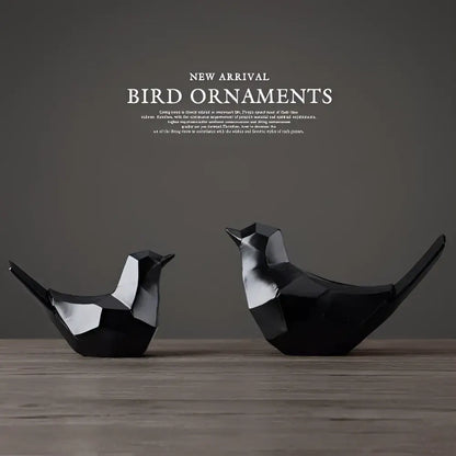 Modern geometric black couple birds resin figurines living room decor