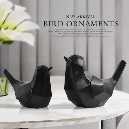 Modern geometric black couple birds resin figurines living room decor