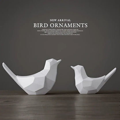 Modern geometric black couple birds resin figurines living room decor