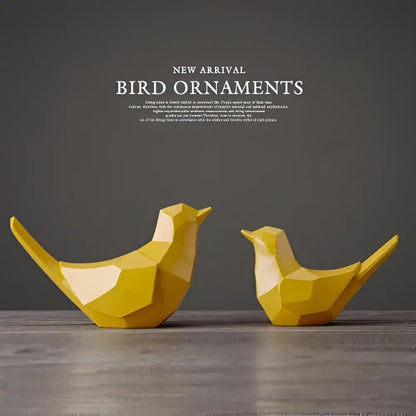 Modern geometric black couple birds resin figurines living room decor