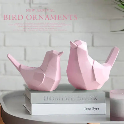 Modern geometric black couple birds resin figurines living room decor