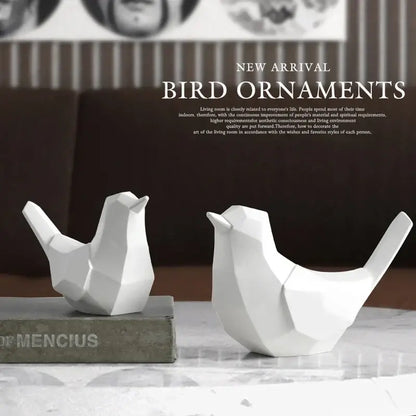 Modern geometric black couple birds resin figurines living room decor