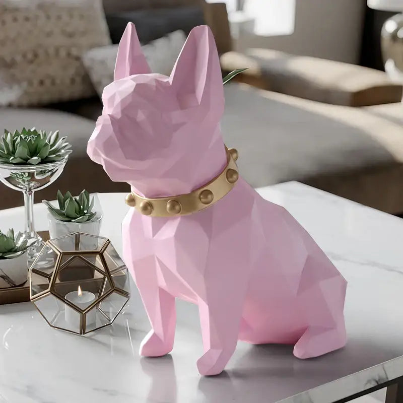 Modern geometric black dog statue living room sculpture