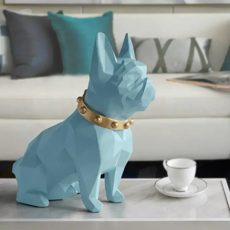 Modern geometric black dog statue living room sculpture