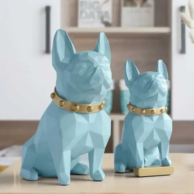 Modern geometric black dog statue living room sculpture