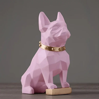 Modern geometric black dog statue living room sculpture