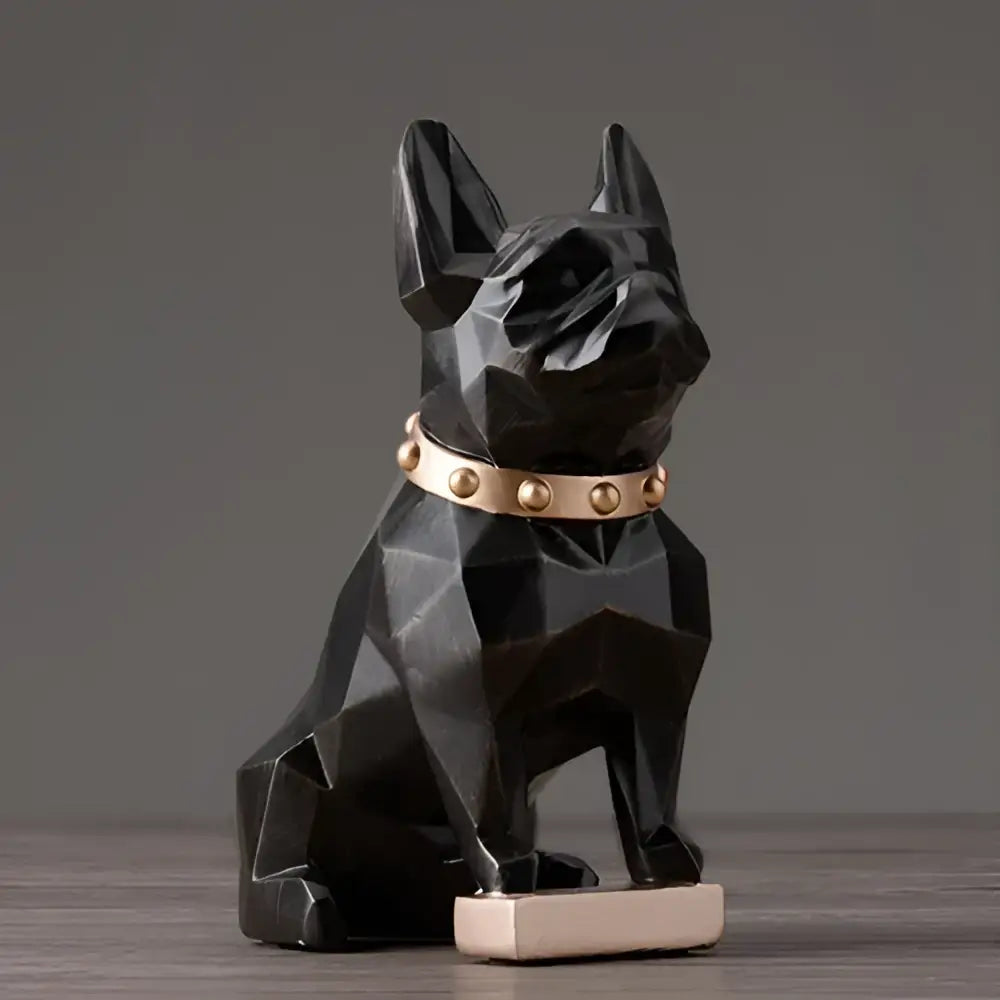 Modern geometric black dog statue living room sculpture