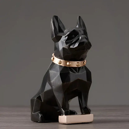 Modern geometric black dog statue living room sculpture