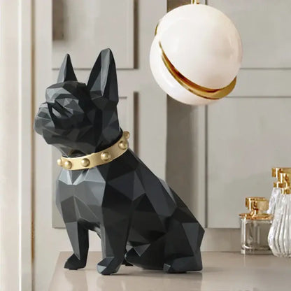 Modern geometric black dog statue living room sculpture