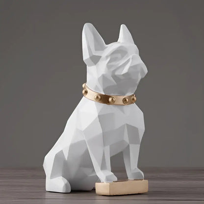 Modern geometric black dog statue living room sculpture
