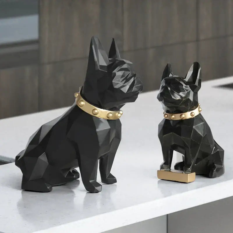 Modern geometric black dog statue living room sculpture