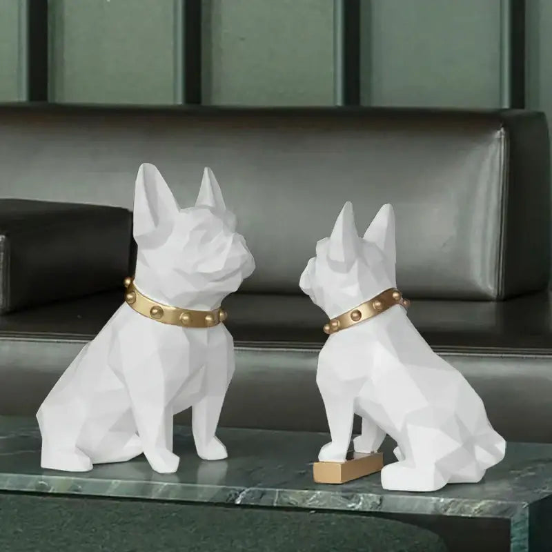 Modern geometric black dog statue living room sculpture