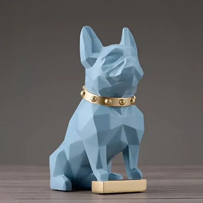 Modern geometric black dog statue living room sculpture