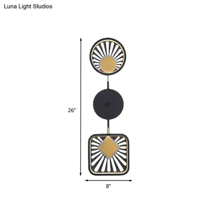 Modern geometric black & gold wall lamp living room art