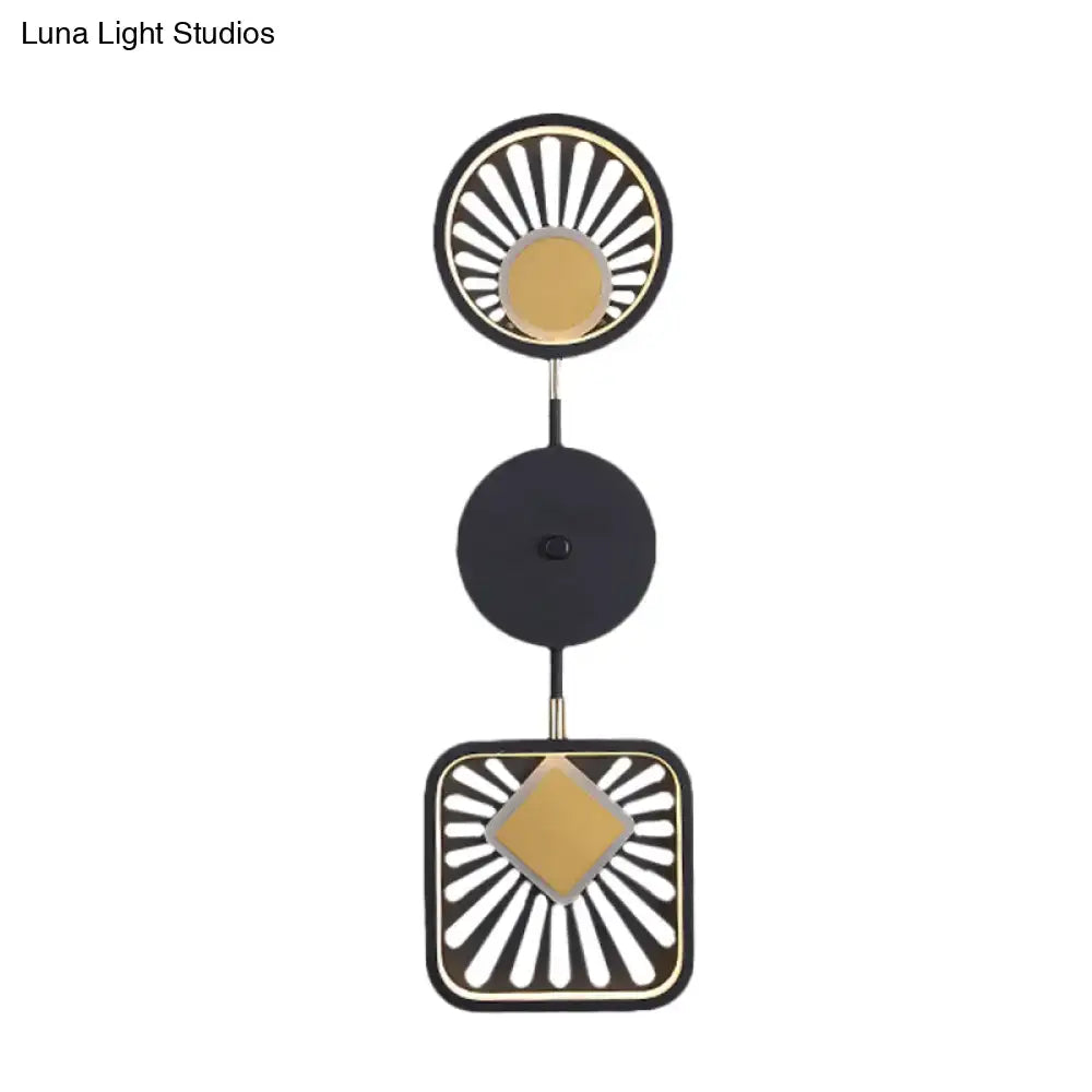 Modern geometric black & gold wall lamp living room art