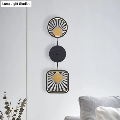 Modern geometric black & gold wall lamp living room art
