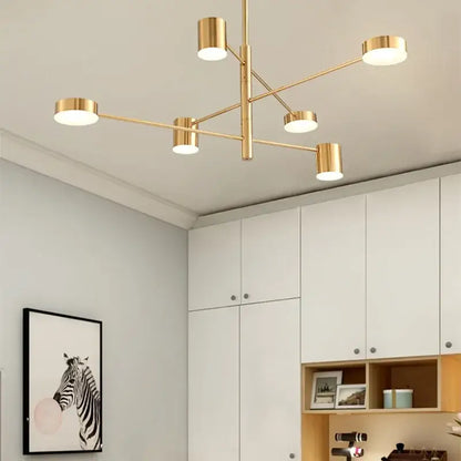 Modern geometric black gold white led chandelier for living room