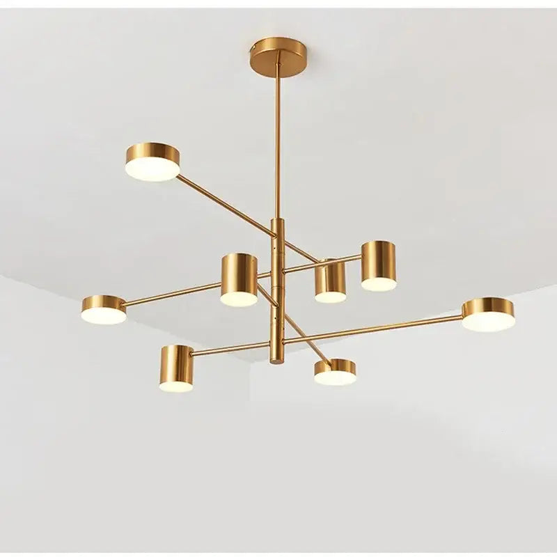 Modern geometric black gold white led chandelier for living room