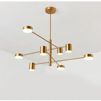 Modern geometric black gold white led chandelier for living room