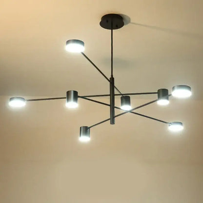 Modern geometric black gold white led chandelier for living room