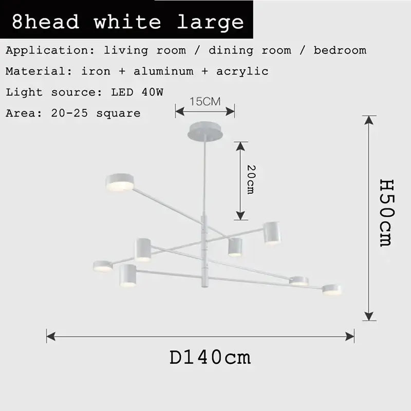 Modern geometric black gold white led chandelier for living room