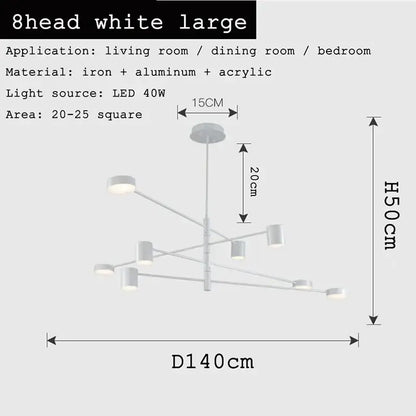 Modern geometric black gold white led chandelier for living room