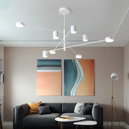Modern geometric black gold white led chandelier for living room