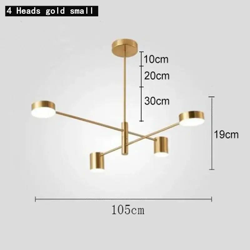 Modern geometric black gold white led chandelier for living room