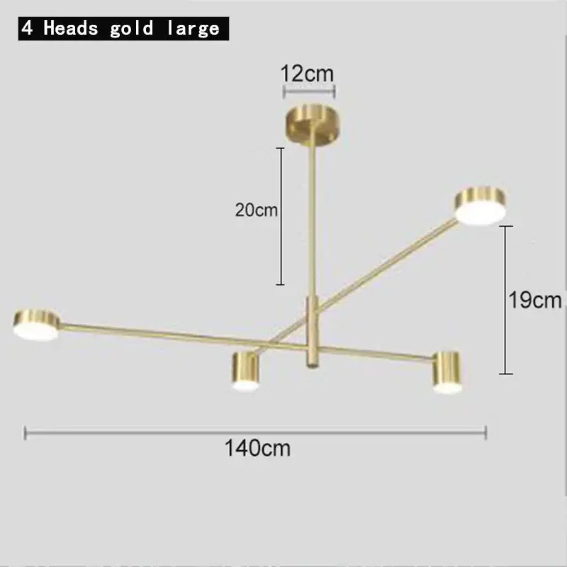 Modern geometric black gold white led chandelier for living room