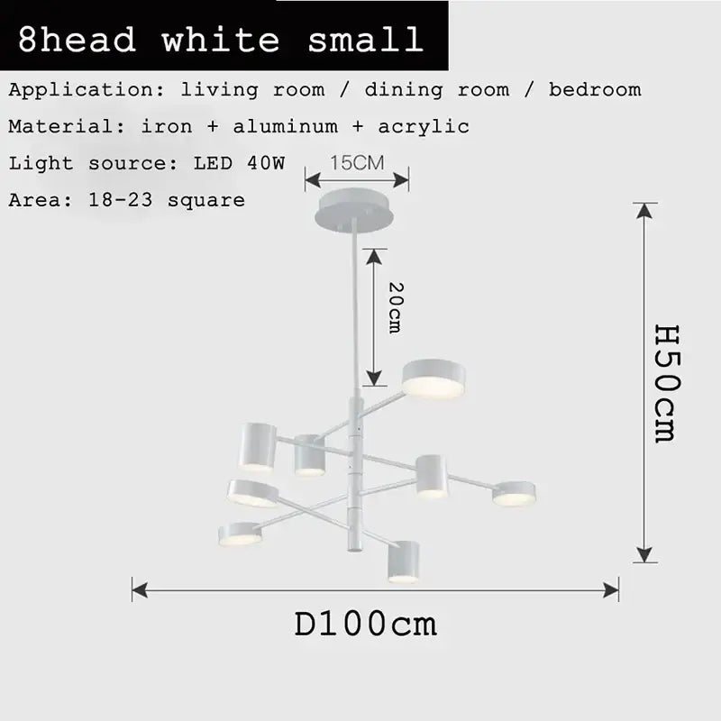 Modern geometric black gold white led chandelier for living room